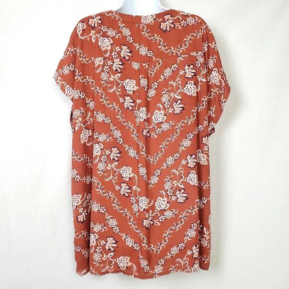 Maurices Rust Floral Button Front Blouse Size 3x Plus - Picture 5 of 8